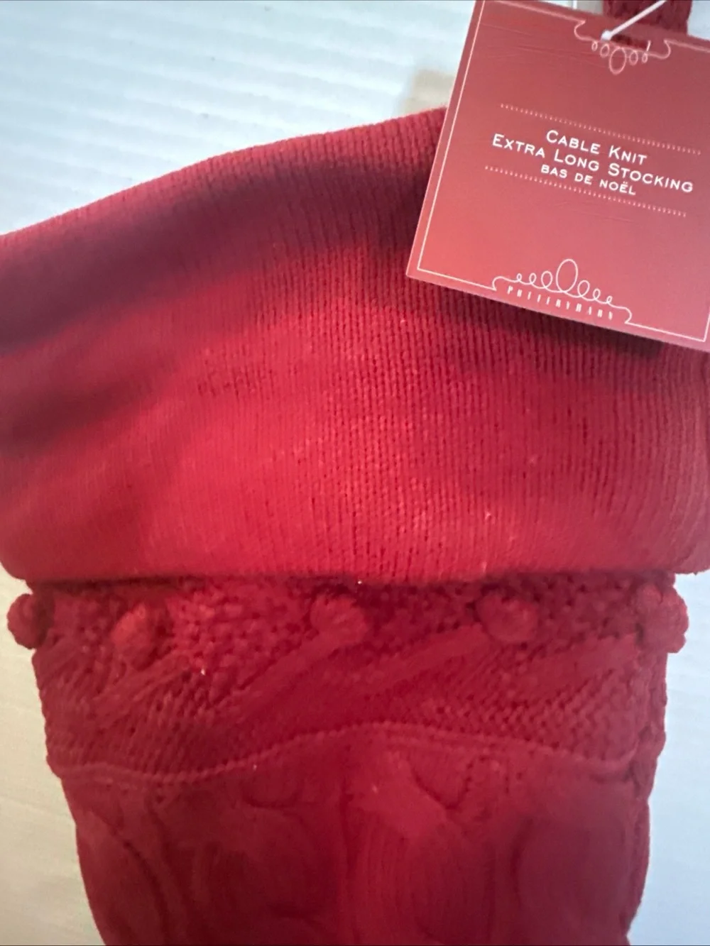 Pottery Barn cable Knit Extra Long 26” Christmas Stocking NWT